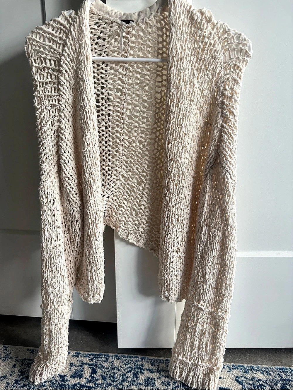 Free People Crochet Open Front Knit Cardigan